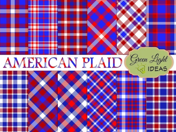 4th of July Plaid Digital Papers