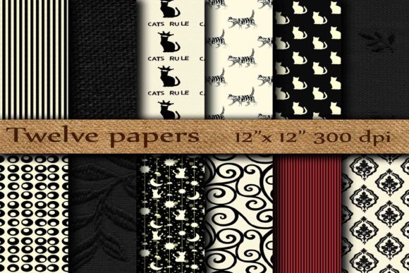 Black Cat Background Digital Papers
