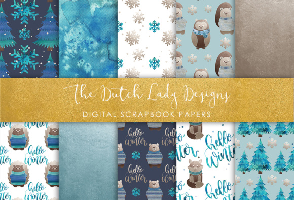 Digital Scrapbook Paper – Winter Forest Animal Friends: Versatile, High-Resolution Designs for Creative Projects