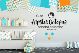 Hipster Octopus Pattern Background Design