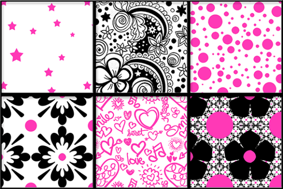 Pink Black Background Pack for Scrapbooking