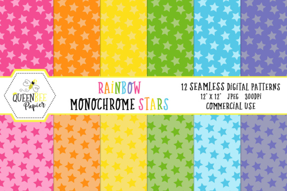 Rainbow Monochrome Stars Seamless Digital Paper