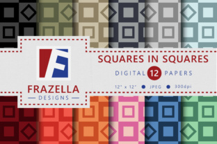 Squares in Squares Retro Digital Paper Collection